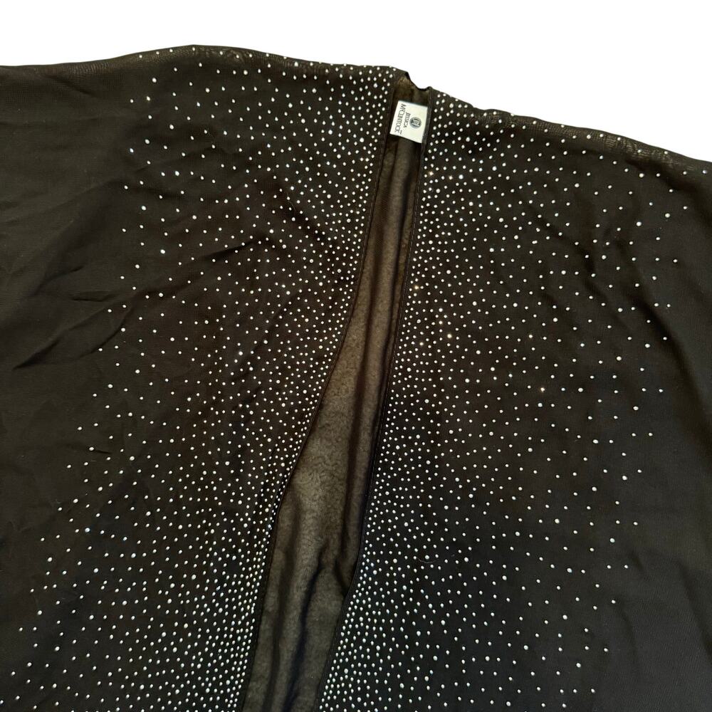 Jessica McClintock Women’s OS Sheer Kimono Cover Up Black Rhinestone Studded